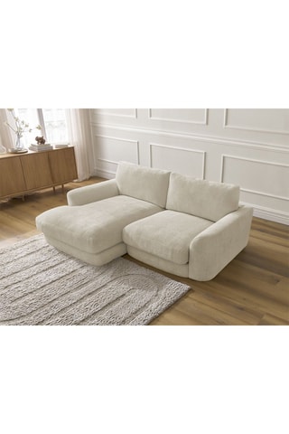 Canapé d'angle gauche Leonore - Beige - 3 places - En tissu texturé