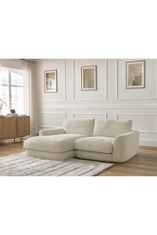 Canapé d'angle gauche Leonore - Beige - 3 places - En tissu texturé