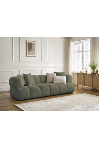 Canapé Pamira - Vert - 3 places - En tissu bouclette