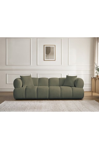 Canapé Pamira - Vert - 3 places - En tissu bouclette