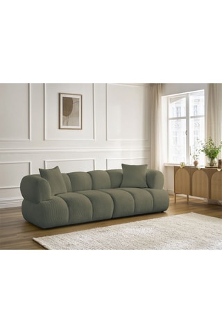 Canapé Pamira - Vert - 3 places - En tissu bouclette