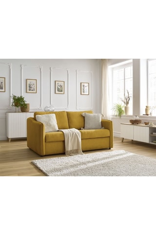 Canapé droit convertible Lenny - Jaune - 3 places - En polyester et nylon