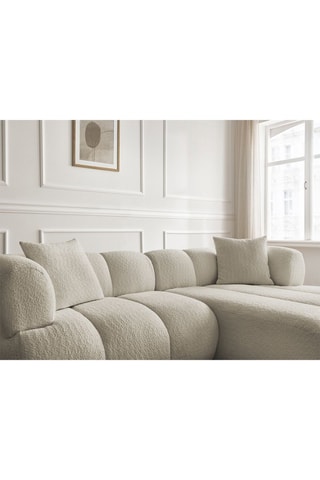 Canapé d’angle droit Pamira - Beige - 4 places - En tissu bouclette