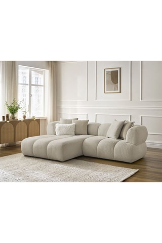 Canapé d’angle gauche Pamira - Beige - 4 places - En tissu bouclette