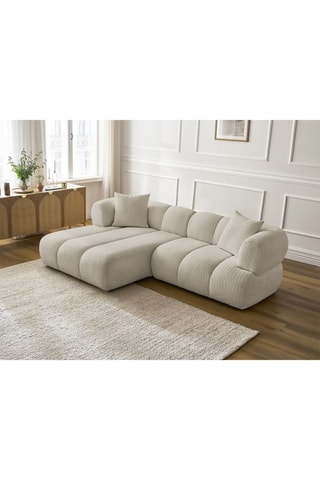 Canapé d’angle gauche Pamira - Beige - 4 places - En tissu bouclette