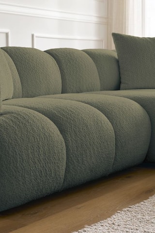 Canapé d'angle droit Pamira - Vert - 4 places - En tissu bouclette