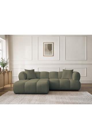 Canapé d'angle gauche Pamira - Vert - 4 places - En tissu bouclette