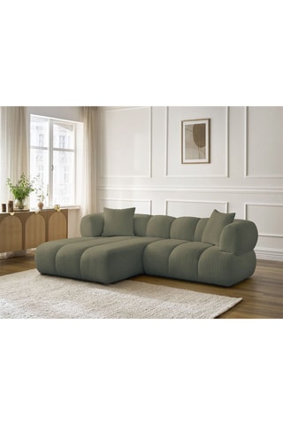Canapé d'angle gauche Pamira - Vert - 4 places - En tissu bouclette