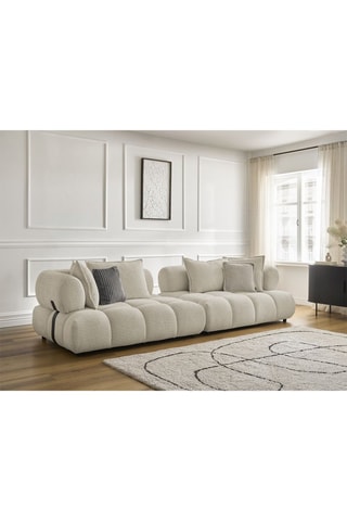 Canapé Alya - Beige - 4 places - En tissu bouclette