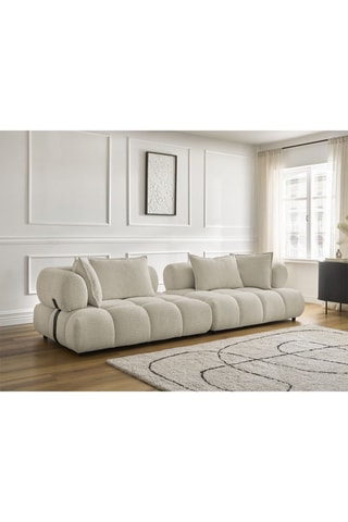 Canapé Alya - Beige - 4 places - En tissu bouclette