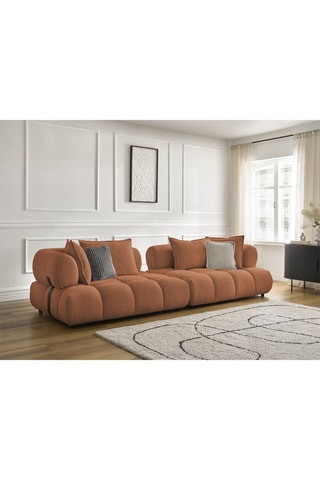 Canapé Alya - Orange - 4 places - En tissu bouclette