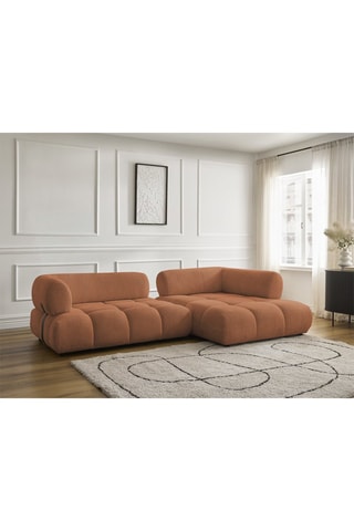 Canapé d’angle droite Alya - Orange - 4 places - En tissu bouclette