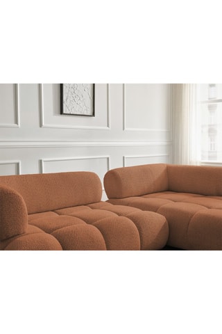 Canapé d’angle droite Alya - Orange - 4 places - En tissu bouclette