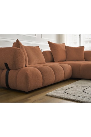 Canapé d’angle droite Alya - Orange - 4 places - En tissu bouclette