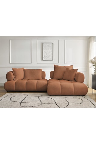 Canapé d’angle droite Alya - Orange - 4 places - En tissu bouclette