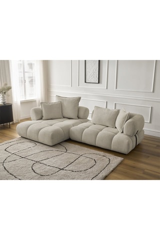 Canapé d’angle gauche Alya - Beige - 4 places - En tissu bouclette