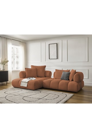 Canapé d’angle gauche Alya - 4 places - En tissu bouclette