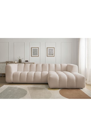 Canapé d’angle droit Talia - Beige - 3 places - En tissu chiné