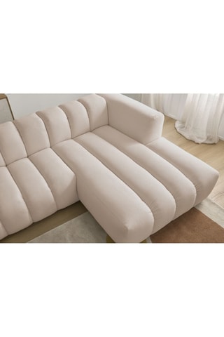 Canapé d’angle droit Talia - Beige - 3 places - En tissu chiné