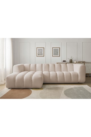 Canapé d’angle gauche Talia - Beige - 3 places - En tissu chiné