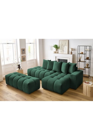 Canapé d'angle droit et pouf Mont-Blanc - 
Vert