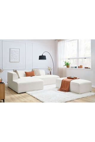 Canapé d'angle gauche et pouf Megève - Blanc cassé