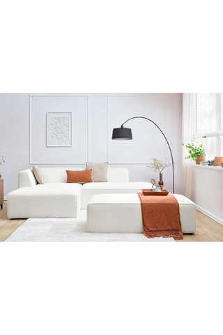 Canapé d'angle gauche et pouf Megève - Blanc cassé