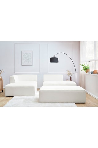 Canapé d'angle gauche et pouf Megève - Blanc cassé