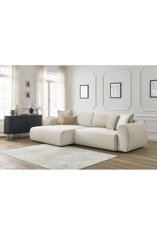 Canapé d'angle gauche convertible Lucien - Beige - Couchage 250 x 150 cm