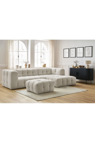 Canapé d'angle droit avec pouf Cloud - Beige