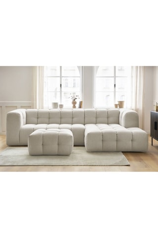 Canapé d'angle droit avec pouf Cloud - Beige