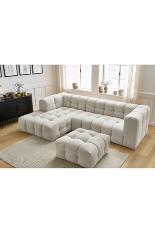 Canapé d'angle gauche avec pouf Cloud - Beige