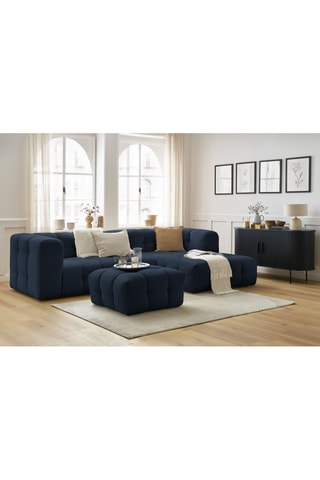Canapé d'angle droit avec pouf Cloud - Bleu foncé