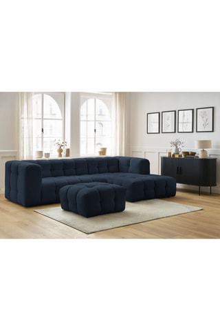 Canapé d'angle droit avec pouf Cloud - Bleu foncé
