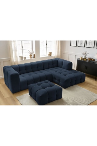 Canapé d'angle droit avec pouf Cloud - Bleu foncé