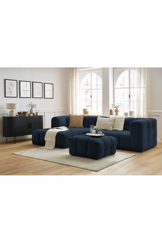 Canapé d'angle gauche avec pouf Cloud - Bleu foncé