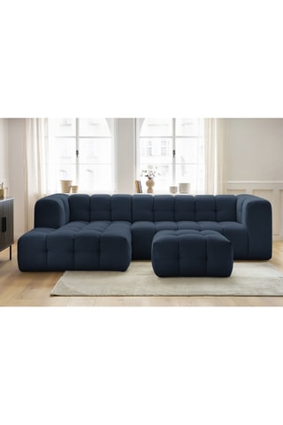 Canapé d'angle gauche avec pouf Cloud - Bleu foncé