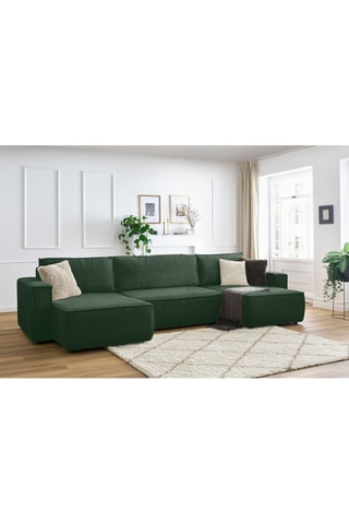 Canapé panoramique convertible Nihad - Vert foncé - Couchage 328 x 139 cm