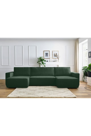 Canapé panoramique convertible Nihad - Vert foncé - Couchage 328 x 139 cm