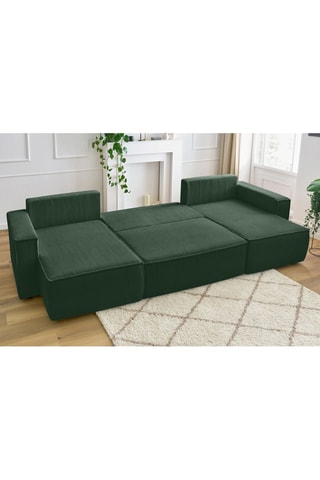 Canapé panoramique convertible Nihad - Vert foncé - Couchage 328 x 139 cm