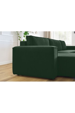 Canapé panoramique convertible Nihad - Vert foncé - Couchage 328 x 139 cm
