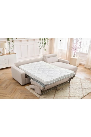 Canapé d'angle réversible convertible Monaco - Beige - Couchage 190 x 140 cm