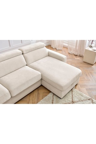 Canapé d'angle réversible convertible Monaco - Beige - Couchage 190 x 140 cm