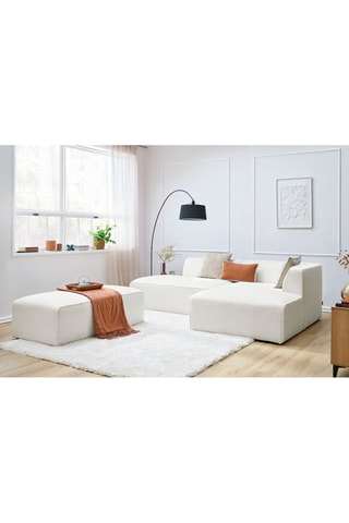 Canapé d'angle droit et pouf Megève - Blanc cassé