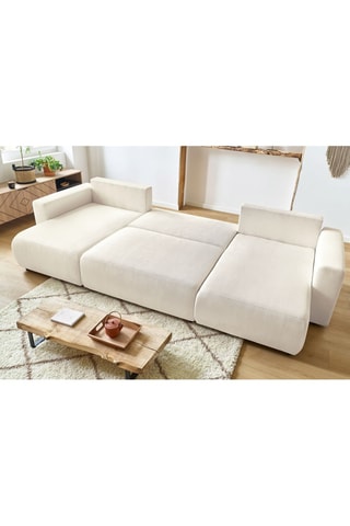 Canapé d'angle panoramique convertible Envy - Crème - Couchage 330 x 139 cm