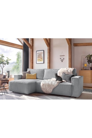 Canapé d'angle réversible convertible Nihad - Gris clair - Couchage 231 x 130 cm