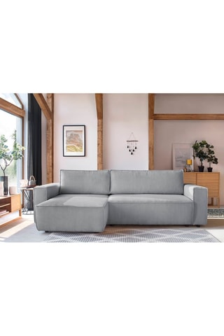 Canapé d'angle réversible convertible Nihad - Gris clair - Couchage 231 x 130 cm