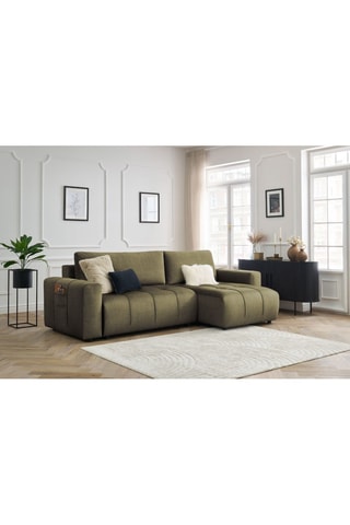 Canapé d'angle réversible convertible  Arsene - Vert - Couchage 135 x 232 cm