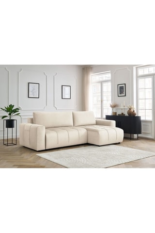 Canapé d'angle réversible convertible  Arsene - Beige - Couchage 135 x 232 cm