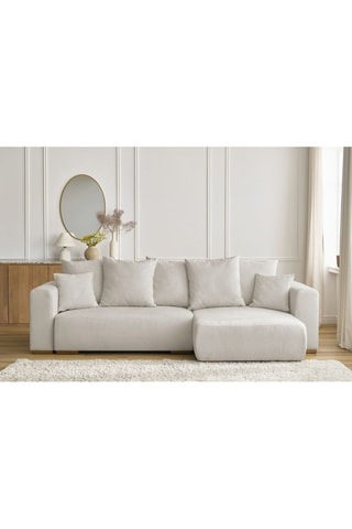 Canapé d'angle réversible convertible Sidonie - Beige - Couchage 231 x 133 cm